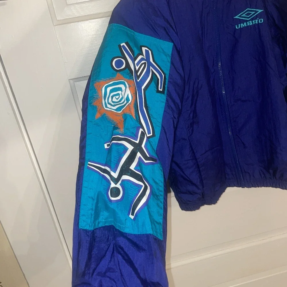 Vintage Umbro Warm Up Jacket Windbreaker Soccer‎ Purple Teal Youth Medium
